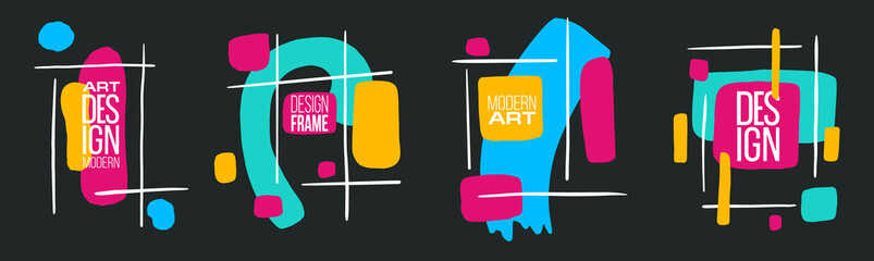Poster - vector illustration. a minimalistic hipster colored frame design. vector line gradient halftone. fra