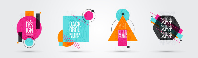 Poster - vector illustration. a minimalistic hipster colored frame design. vector line gradient halftone. fra