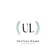 Wall Mural - UL Initial handwriting logo vector