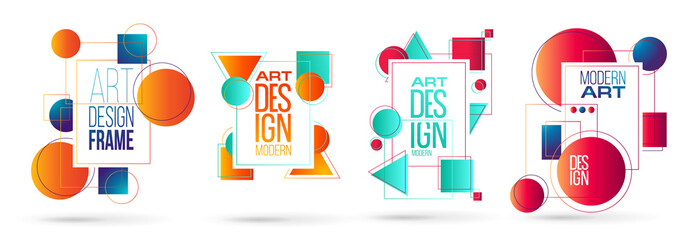 Poster - vector illustration. a minimalistic hipster colored frame design. vector line gradient halftone. fra