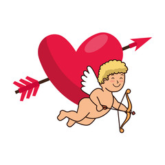 Poster - cupid and heart with arrow isolated icon