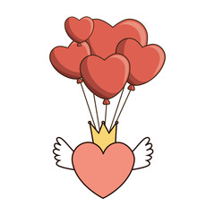 Wall Mural - balloons helium and heart with wings