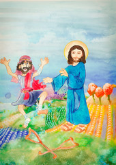 Sticker - Jesus Heals the Sick. Bible story for children