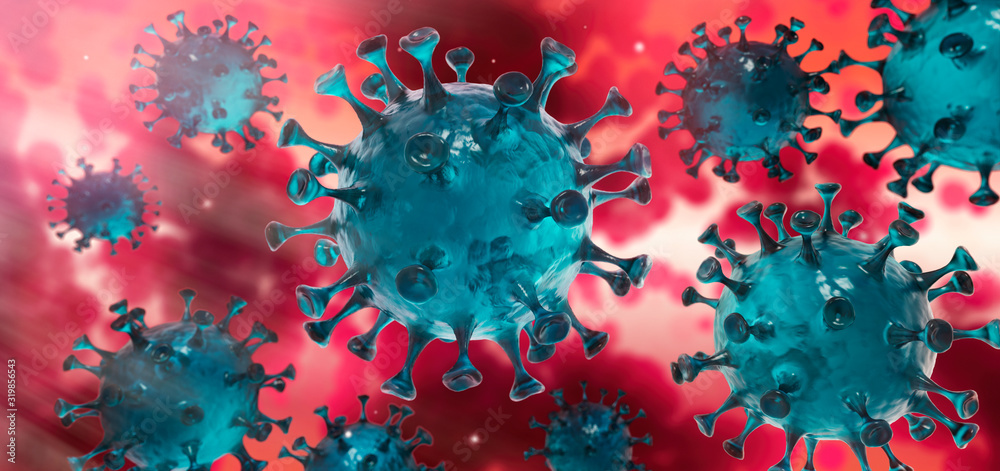 Corona Virus im Inneren des Körpers - Wuhan Virus Virus 2019nCoV - obrazy, fototapety, plakaty 