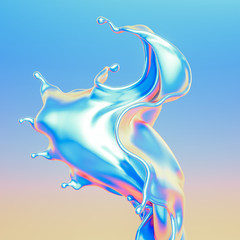 Splash fluid. 3d illustration, 3d rendering.