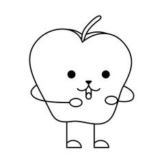 Sticker - apple fresh fruit kawaii character