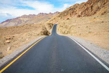 on the road on artists drive in death valley national park, california, usa