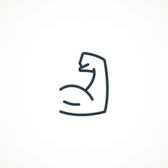 flexing bicep muscle arm strength or power line editable strok vector icon for exercise. biceps musc