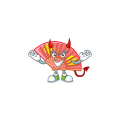 Sticker - Devil red chinese folding fan Cartoon character design