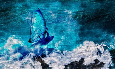 Poster - Close up of a Windsurfer having fun on the Atlantic Ocean