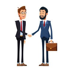 Sticker - cartoon businessmen shaking hands icon, colorful design