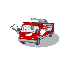 Sticker - Happy confident Successful fire truck cartoon character style