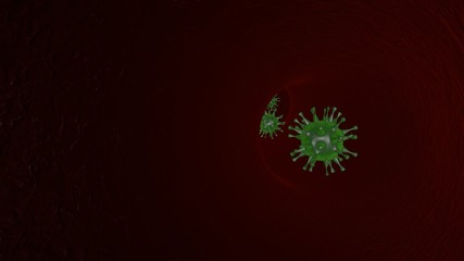 Coronavirus 2019-nCoV inside human body - flu outbreak or coronaviruses influenza - 3D illustration