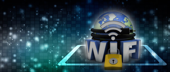 Poster - 3d illustration WiFi symbol
