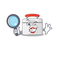 Sticker - Cool and Smart first aid kit Detective cartoon mascot style