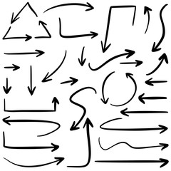 Leinwandbilder - Set of Hand drawn vector arrows  doodle on white background.design element vector illustration.