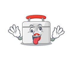 Wall Mural - First aid kit Cartoon character style with a crazy face