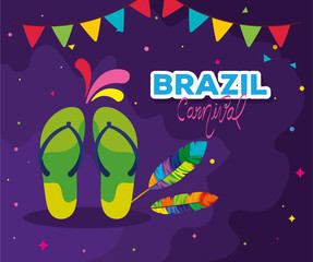 Poster - poster of brazil carnival with flip flops and decoration