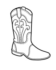 Wall Mural - Coloring book, cartoon shoe collection. Western boot