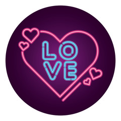 Poster - love lettering in heart isolated icon