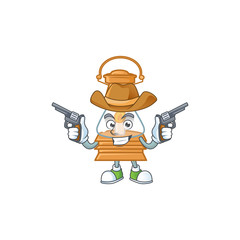 Sticker - Confident oil lamp Cowboy cartoon character holding guns