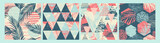 Fototapeta  - Set of tropical and sea seamless patterns with hand texture and geometric elements.