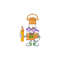 Canvas Print - A picture of Student oil lamp character holding pencil