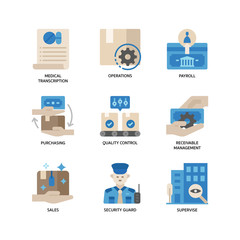 Wall Mural - Business process outsourcing icons set