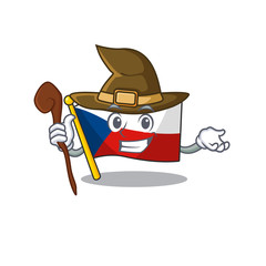 Wall Mural - cartoon mascot style of flag czechia dressed as a witch