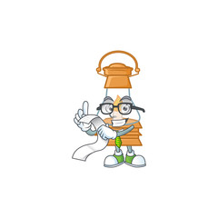 Wall Mural - A funny cartoon character of oil lamp with a menu