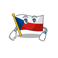 Wall Mural - cartoon character design of flag czechia on a waiting gesture