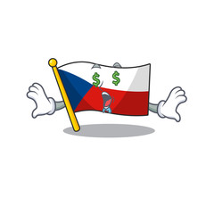 Wall Mural - Happy rich flag czechia with Money eye cartoon character style