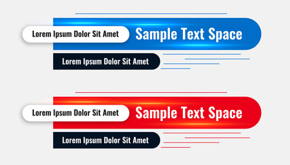 Wall Mural - lower third blue and red banners set