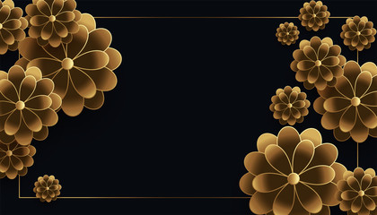 loxury black and gold flowers background with text space