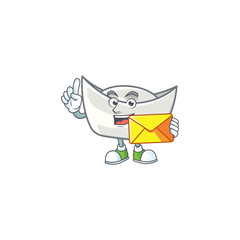 Sticker - Cheerfully chinese silver ingot mascot design with envelope