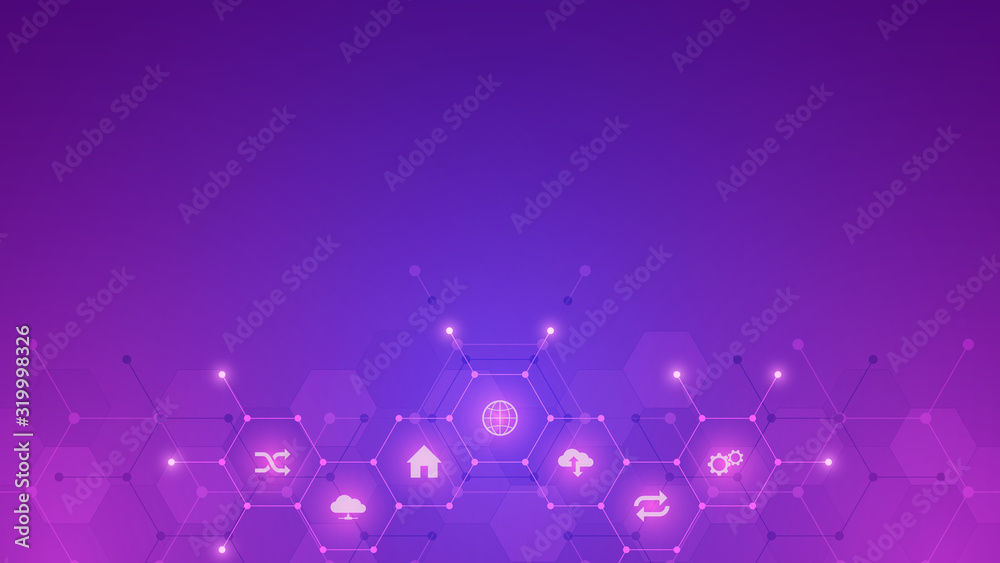 Technology Background Sign Technology background with flat icons and symbols. Concept and idea for ...