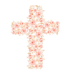 Watercolor Easter Cross Clipart, Spring Coral Floral Arrangements, Baptism Crosses DIY Invitation, Greenery Easter clipart, Holy Spirit. pink peony. Modern set.Hand painted.