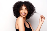 Cheerful African American beauty with natural hairstyle