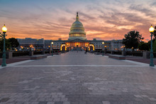 The United States Capitol Building  In Washington DC At Sunset