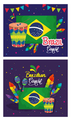 Canvas Print - set of poster carnival brazil with decoration