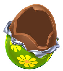 Poster - An illustration of a cartoon broken open chocolate Easter egg