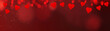valentine's day background banner panorama - Red hearts and bokeh lights on red festive texture