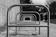 Empty Bicycle Rack On Footpath