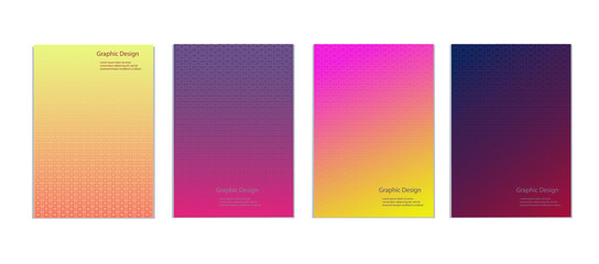 Wall Mural - set of four different cover designs with gradient color in yellow, pink, magenta and purple on white