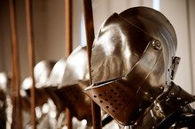 Helmets Of A Suit Of Medieval Armor