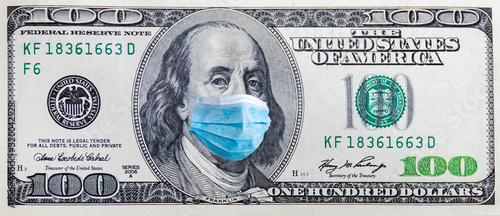 Fotomural 100 dollar banknote with medical mask