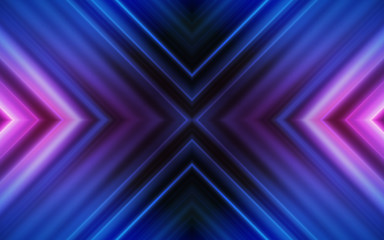 Leinwandbilder - Dark abstract futuristic background. Neon glow, light lines, shapes. UV light.