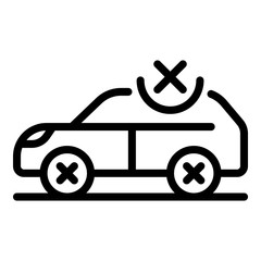 Poster - car and icon close icon. outline car and icon close vector icon for web design isolated on white bac
