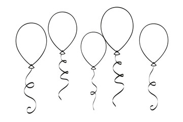 Wall Mural - balloons for coloring book isolated on white background vector illustration EPS10