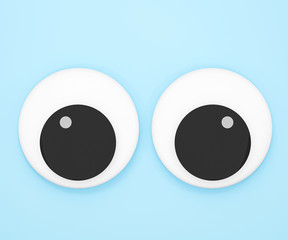 Cute googly eyes funny Isolated on blue pastel background , crazy kawaii eyes minimal idea creative concept & business ,banner, poster, cover, logo design template element.